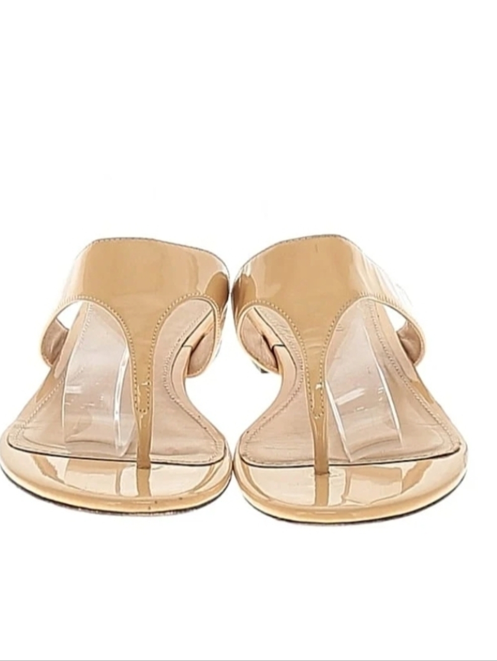 J. Crew Women's Tan Patent Leather Slide Sandals 7.5 - Picture 3 of 4